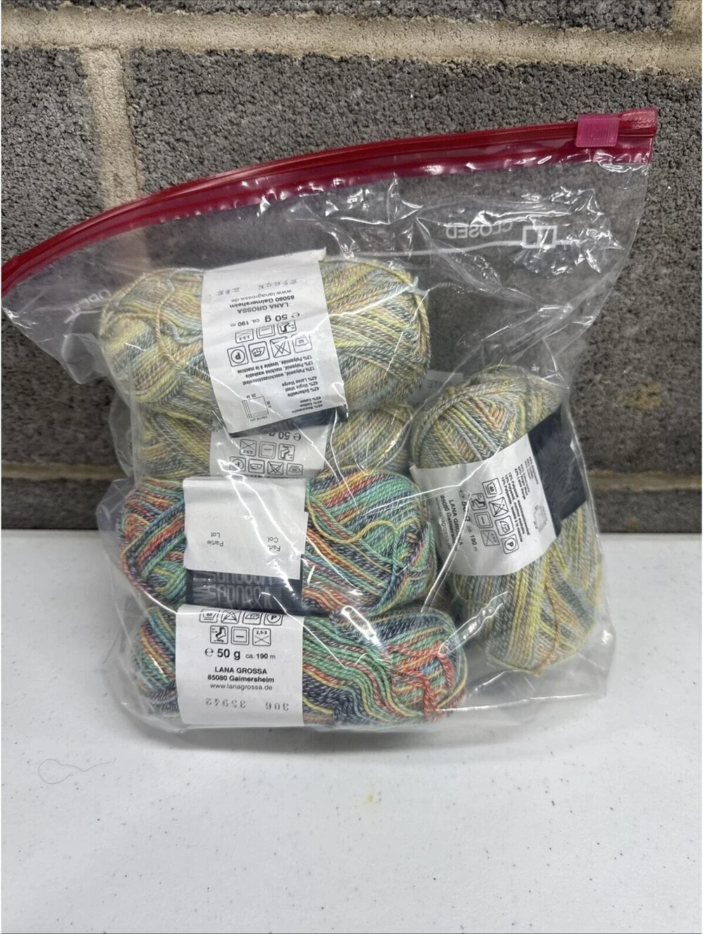Lana Grossa Meilenweit Cotton Fun Mixed Color 6 Skein Lot